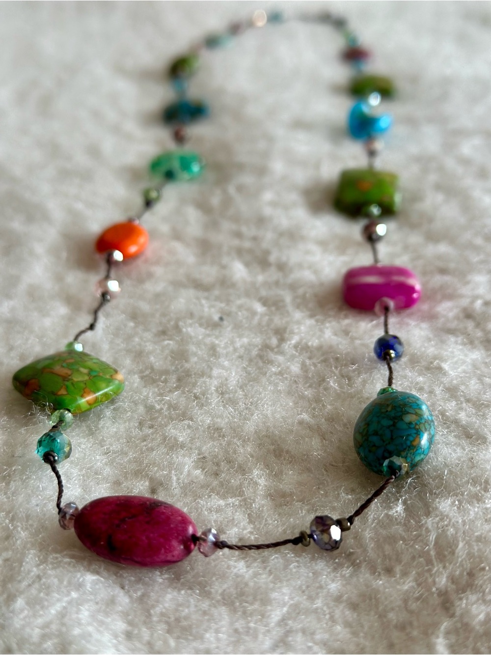 Premier Designs Handcrafted Multicolor Beaded Necklace - Vibrant Gemstone Look